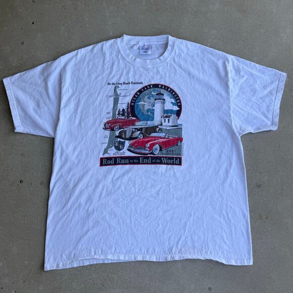 Vintage Washington Ocean Park Hot Rod 2007 Car Show ONP White Shirt Size 2XL - Picture 1 of 6